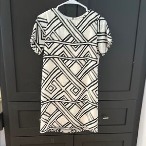 Geometric Black and White Dress